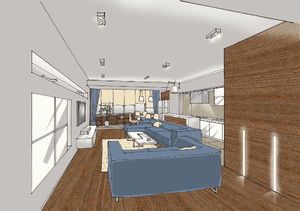 Заказать  заочно индивидуальный Блиц-дизайн-проект интерьеров жилого пространства в г. Никосия  . Гостиная 49 м2. Вид 1